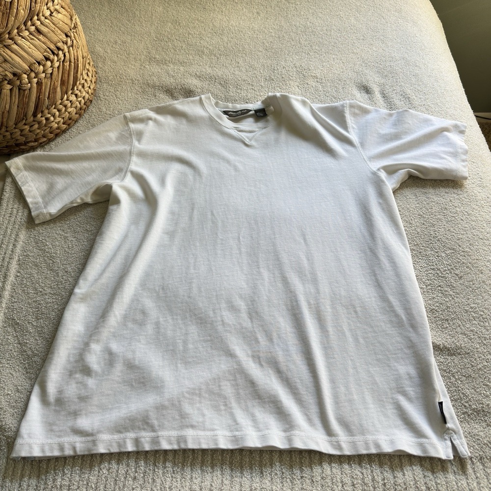 Eddie Bauer Men's XLT White 100% Cotton Tall Crewneck T-Shirt Short Sleeve
